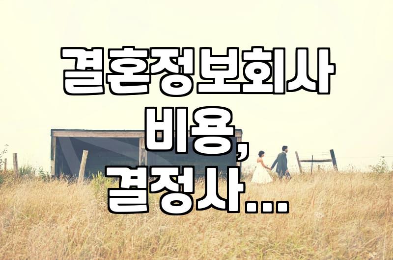 결혼정보회사, 솔직히 비용은 어느 정도일까?
